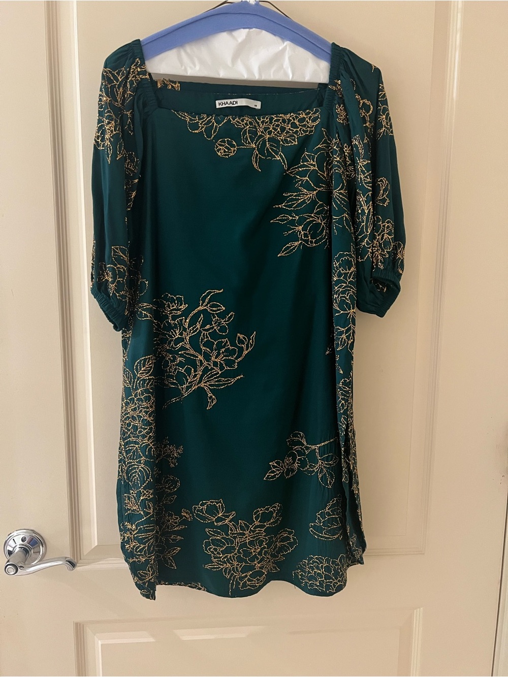 Stunning Khaadi Green Shalwar Kameez Rose Gold Thread Zari Work